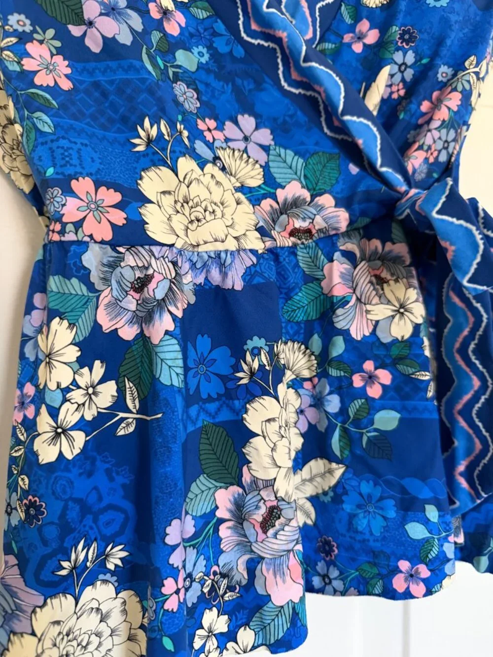 Johnny Was Blue Dove Tankini Wrap Top